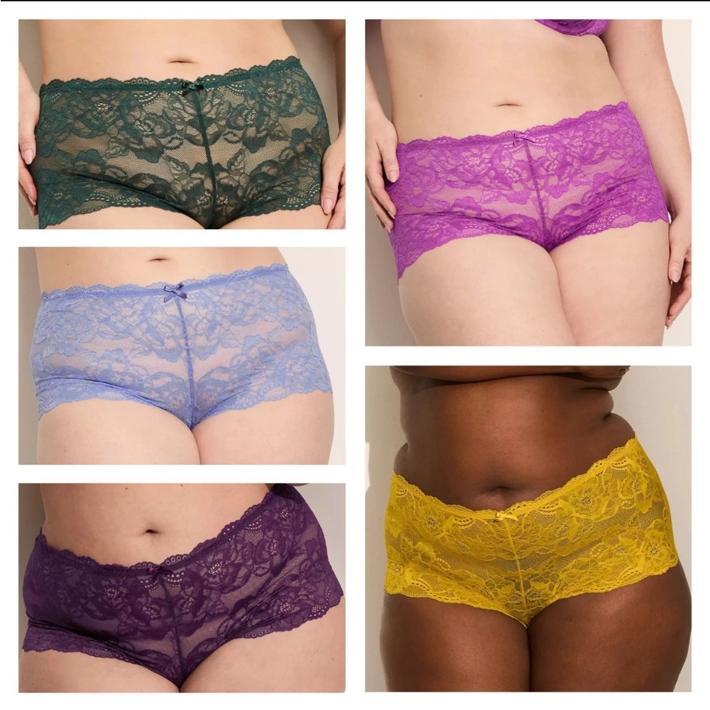 5 Pairs NWT Cacique Lane Bryant Plus Lace Cheeky Short Panties Size 26-28 Sexy